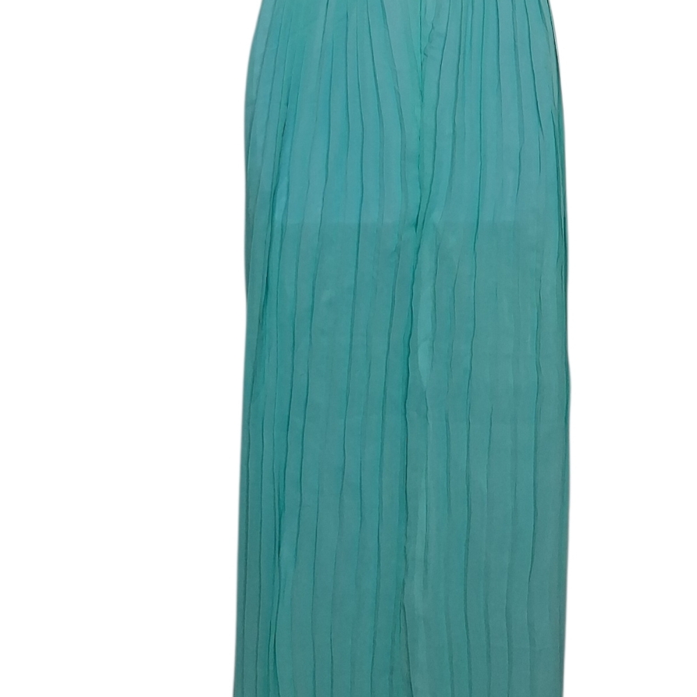 Elegant Aqua Halter Backless Prom Formal Bridal Summer Maxi Pastel Dress Small - Picture 3 of 13